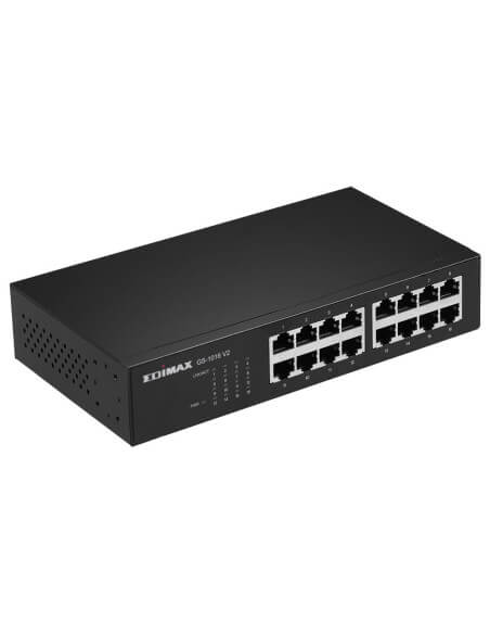 Edimax 16-Port Unmanaged Gigabit Switch with multiple Ethernet ports for high-speed networking.