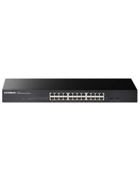 Edimax 24-Port Unmanaged Gigabit Switch featuring 2 SFP ports, ideal for network connectivity.