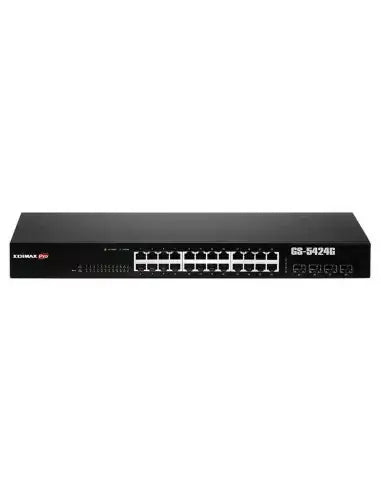 Edimax 24-Port Gb Smart Rackmount Switch featuring 4 SFP ports, designed for efficient network management.