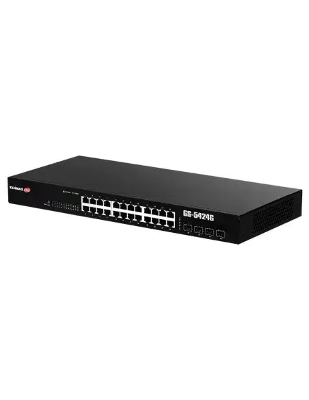 Edimax 24-Port Gb Smart Rackmount Switch featuring 4 SFP ports, designed for network connectivity and performance.