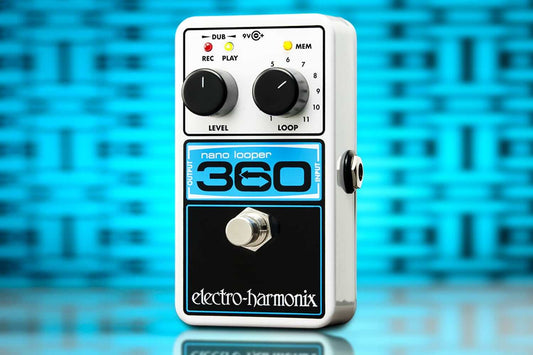 Electro-Harmonix 360 Nano Looper Guitar Effects Pedal featuring a compact design with controls for looping up to 12 minutes of audio.