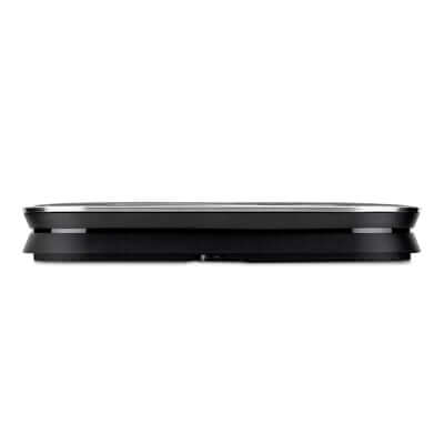EPOS EXPAND 80 BT Speakerphone in Black and Silver with USB Adapter, Power Supply, USB Cable, and Bluetooth Dongle.