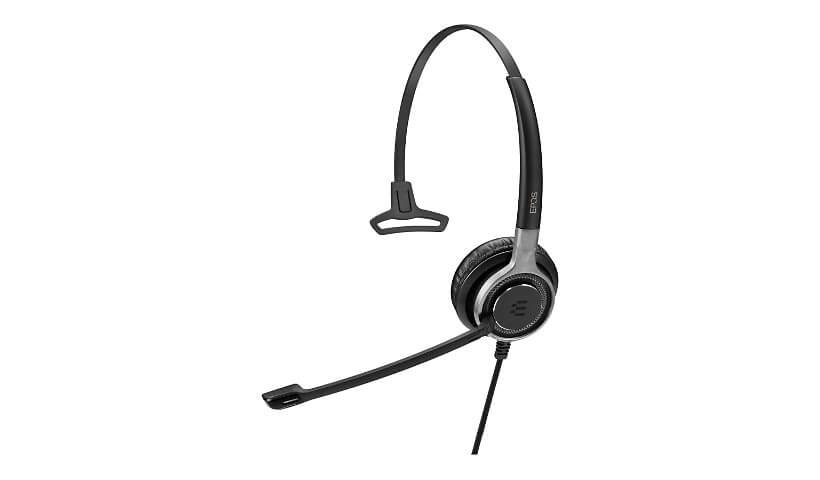 EPOS IMPACT SC 630 Monaural Office Headset in Black-Silver color with a 1m cable and easy disconnect feature.