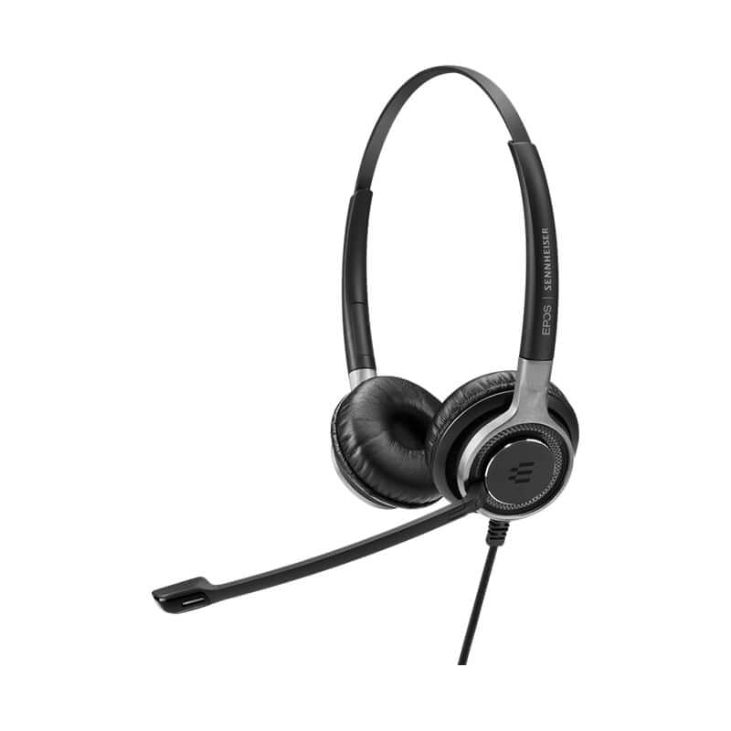 EPOS IMPACT SC 660 Binaural Office Headset in Black-Silver color with a 1m cable and easy disconnect feature.