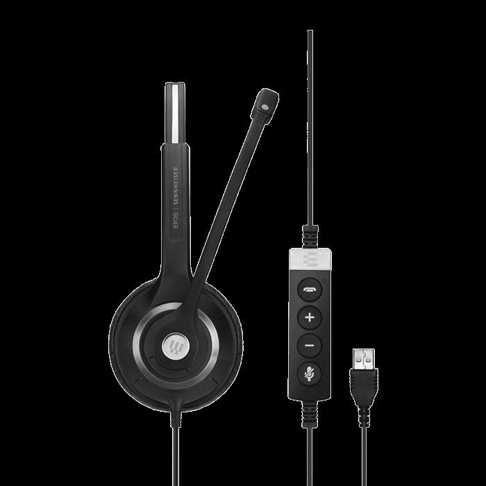 EPOS/Sennheiser IMPACT SC 260 USB MS II Binaural Office Headset in black with a 2.9m cable and USB connectivity.