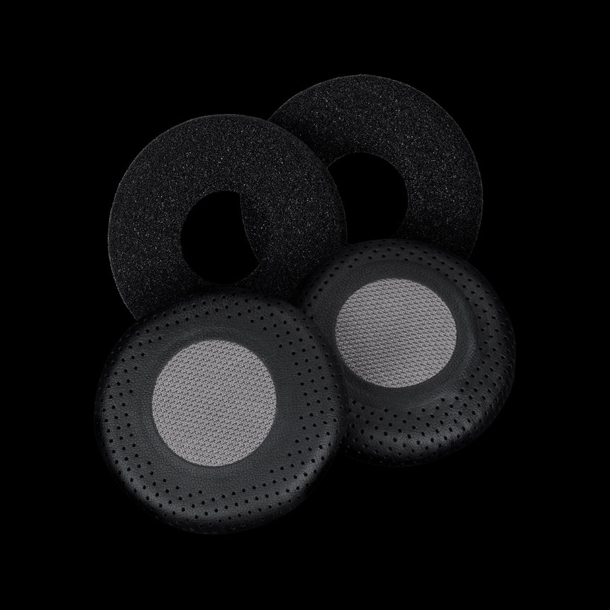 EPOS HZP 46 Black Large Leatherette Earpad Covers in black color, displayed in full size.