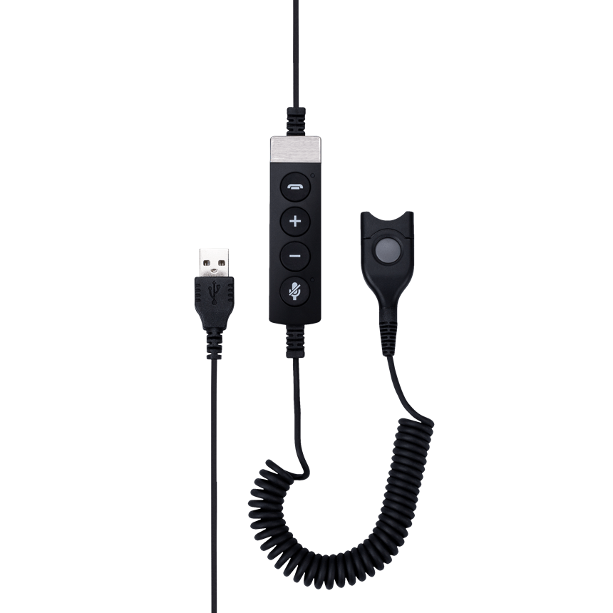 EPOS USB-ED CC 01 MS Cable Adapter with Call Control for Skype for Business, featuring a USB to Easy Disconnect connection.