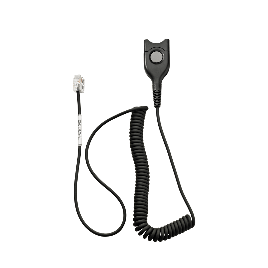 EPOS CSTD 08 Coiled Headset Bottom Cable with Easy Disconnect, standard connection cable for headsets.