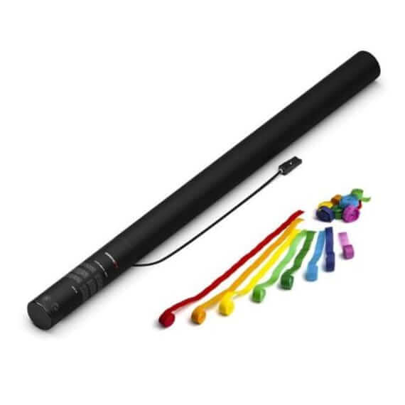 MAGICFX Electric Streamer Cannon PRO in multicolour, 80 cm long, designed for shooting party streamers.