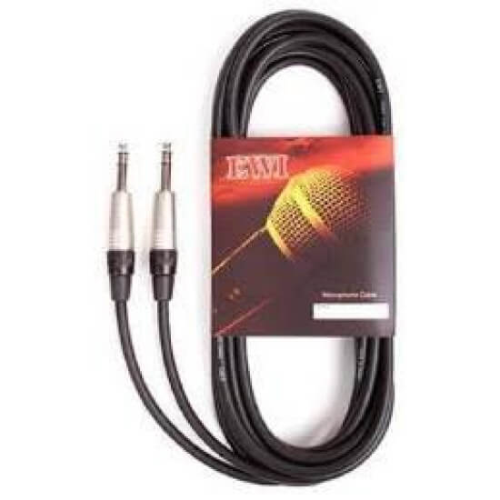 EWI AMC-2 shielded cable featuring 2 RCA connectors and 2 jack connectors, 2 meters in length.
