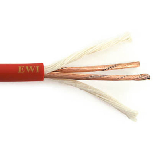 Close-up view of the EWI SCB-1960-100 two-conductor microphone cable in black, showcasing its 100m roll.