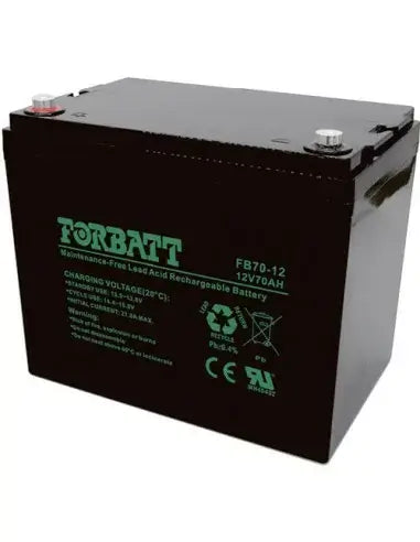 Forbatt 12V 70AH AGM Battery displayed on a white background.