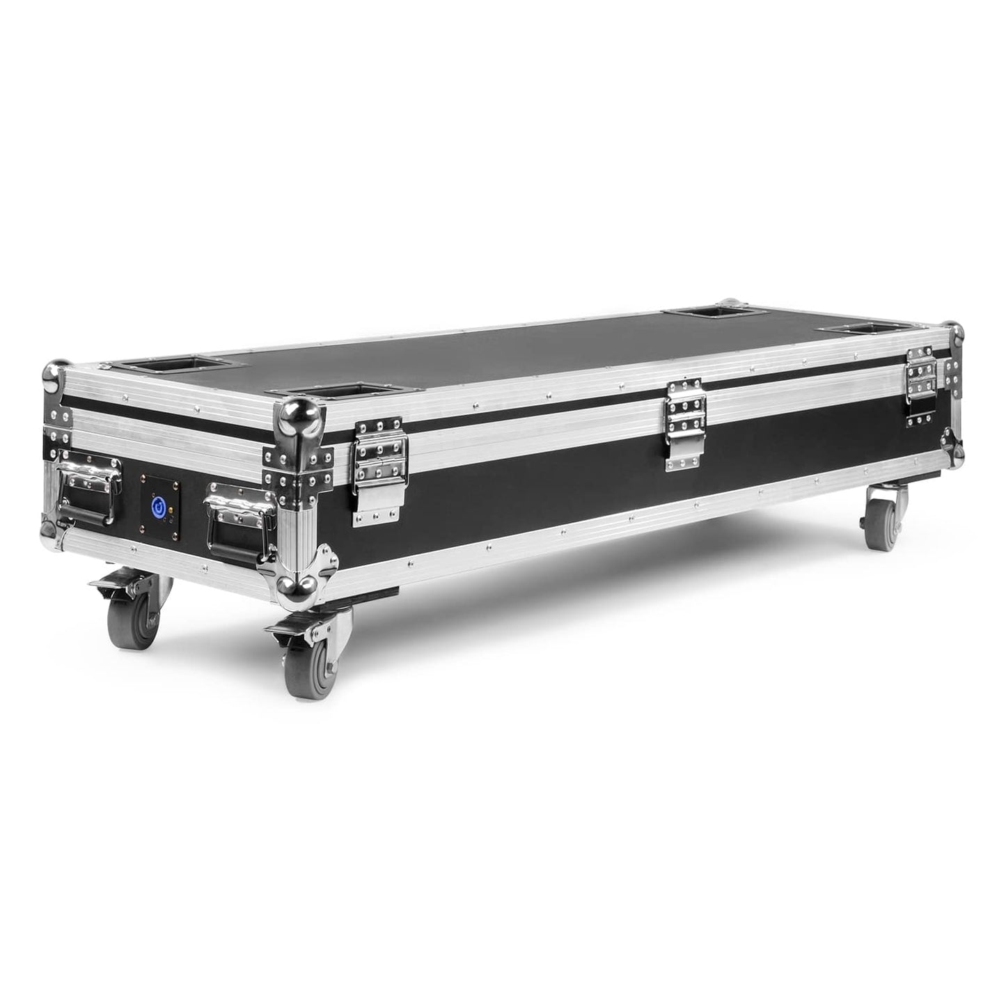 Back view of the FCC14 Flightcase for 4x BBB243 with built-in charging sockets and sturdy construction