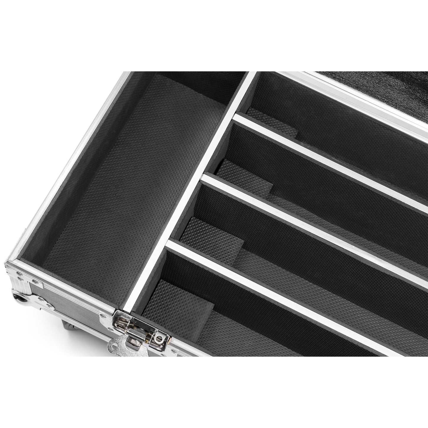 Top view of the FCC14 Flightcase for 4x BBB243 with built-in charging sockets and sturdy construction