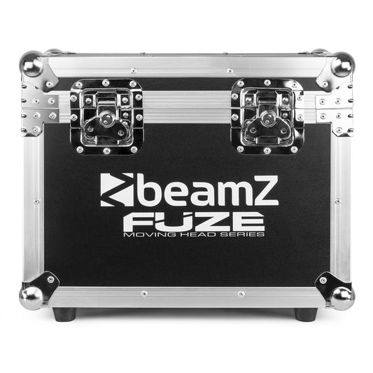 Front view of the FCFZ22 Flightcase with durable construction and custom foam interior, designed to fit two Fuze series moving heads.