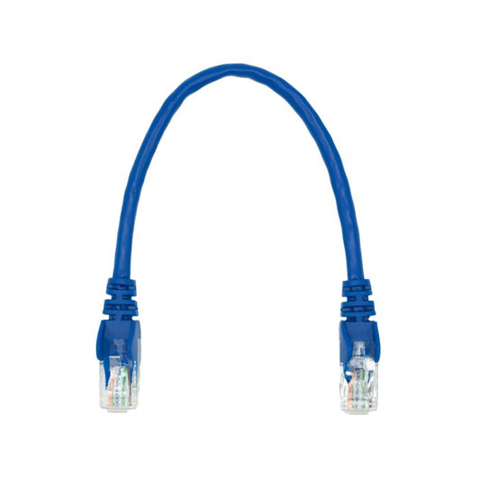 Linkbasic 22cm UTP Cat5e Flylead in blue color, used for networking connections.