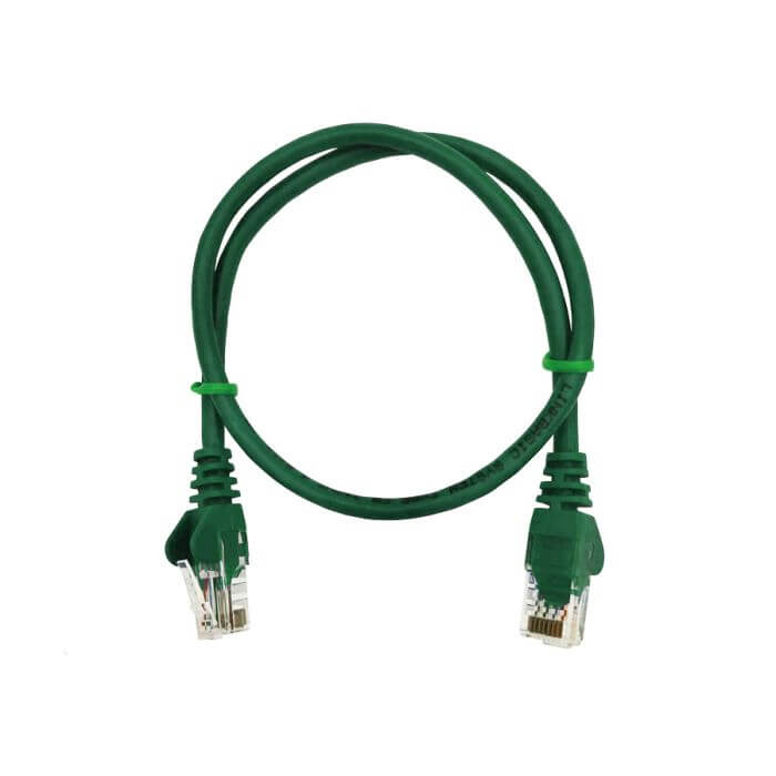 Linkbasic 50cm UTP Cat5e Flylead in green color, used for network connections.