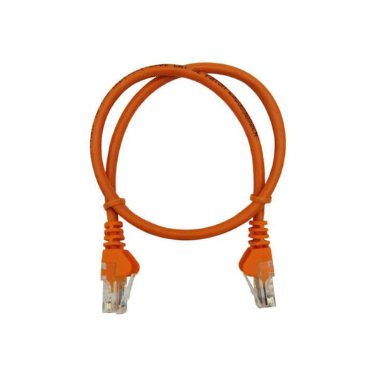 Linkbasic 50cm UTP Cat5e flylead in orange color, used for network connections.