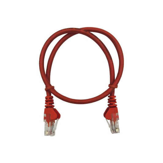 Linkbasic 50cm UTP Cat5e Flylead in red color, used for network connections.