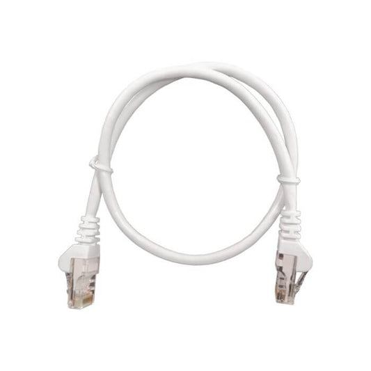 Linkbasic 50cm UTP Cat5e Flylead in white color, suitable for network connections.