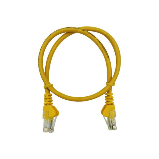 Linkbasic 50cm UTP Cat5e Flylead in yellow color, used for network connections.