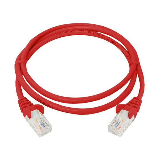 Linkbasic 1m UTP Cat5e Flylead in red color, used for networking connections.