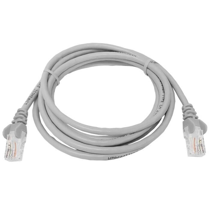 Linkbasic 2m UTP Cat5e Flylead in grey color, showcasing the cable design and connectors.