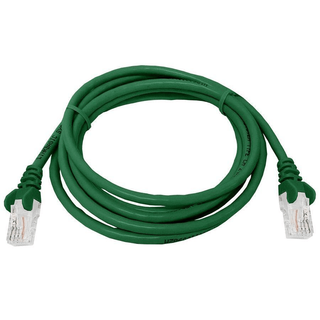 Linkbasic 2m UTP Cat5e Flylead in green color, suitable for network connections.