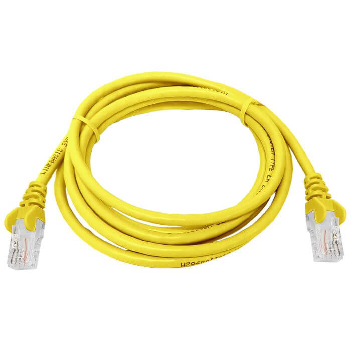 Linkbasic 2m UTP Cat5e Flylead in yellow color, suitable for networking connections.