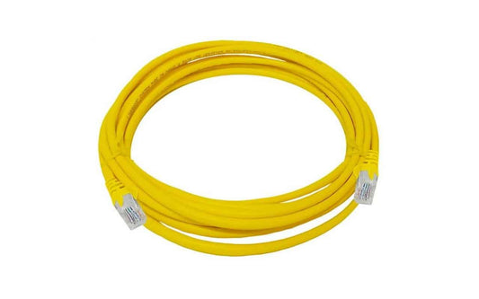 Linkbasic 5m Cat5e UTP Flylead in yellow color, suitable for networking connections.