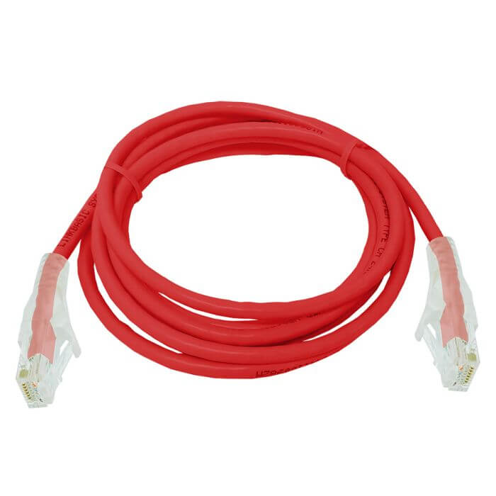 Linkbasic Cat6 UTP Flylead 2m in red color, used for network connections.