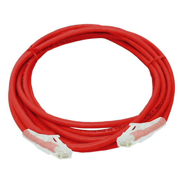 Linkbasic Cat6 UTP Flylead 3m Red cable, ideal for high-speed networking.