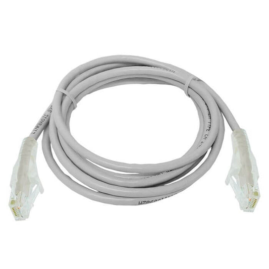Linkbasic Cat6a UTP Flylead 2m in grey color, designed for high-speed networking.
