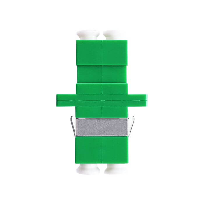 Image of the Scoop Fibre LC-LC APC Duplex Midcoupler, showcasing its design and features.