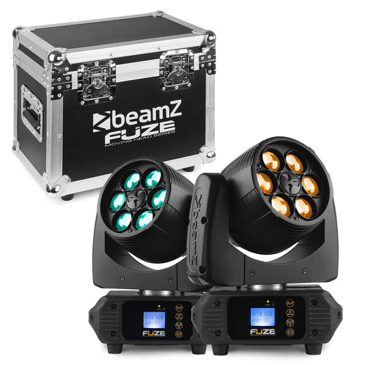 Top view of the Fuze610Z LED Wash Moving Head with Zoom - Set of 2 in Flightcase, 6x 10W RGBW LEDs, motorized zoom, DMX control.