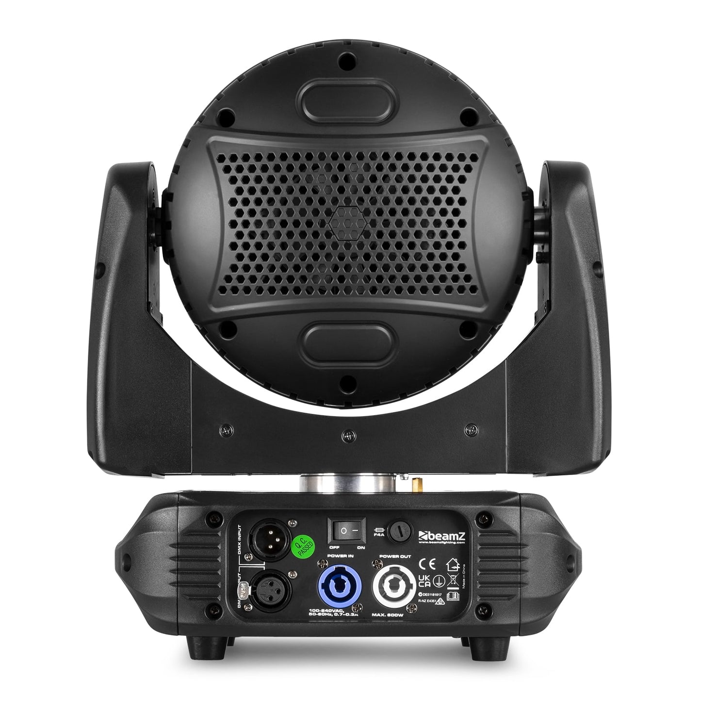Back view of the Fuze712 LED Wash Moving Head featuring 7x 12W RGBW LEDs with SMD neon effect.