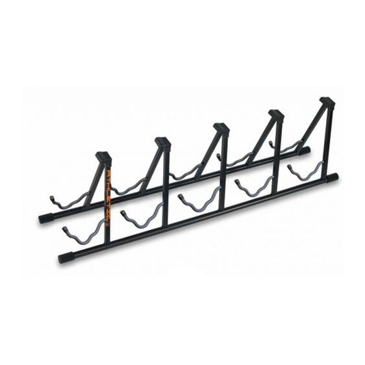 Multi-guitar stand designed for both electric and acoustic instruments, showcasing a sturdy and versatile design.
