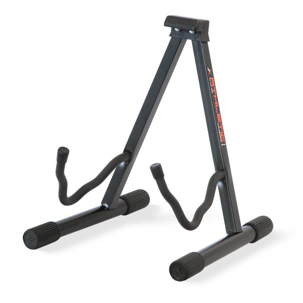 ATHLETIC GIT-4U Universal Guitar Stand designed for both acoustic and electric guitars, showcasing its compact and protective features.