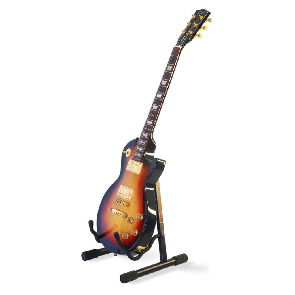 ATHLETIC GIT-4U Universal Guitar Stand designed for both acoustic and electric guitars, showcasing its compact and protective features.
