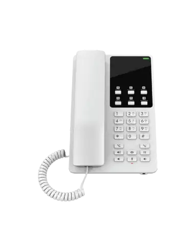 Grandstream GHP620 2-Line Hotel Phone in white color, designed for hospitality use.
