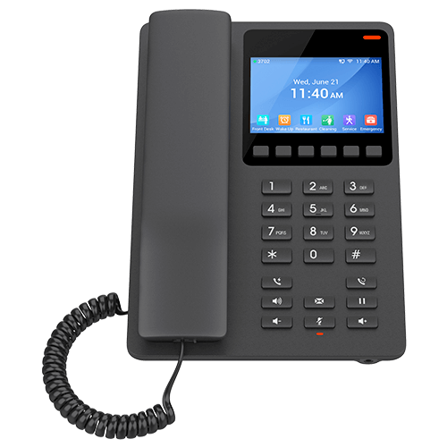 Grandstream GHP631W 2-Line WiFi Hotel Phone with 3.5 inch color LCD display in black
