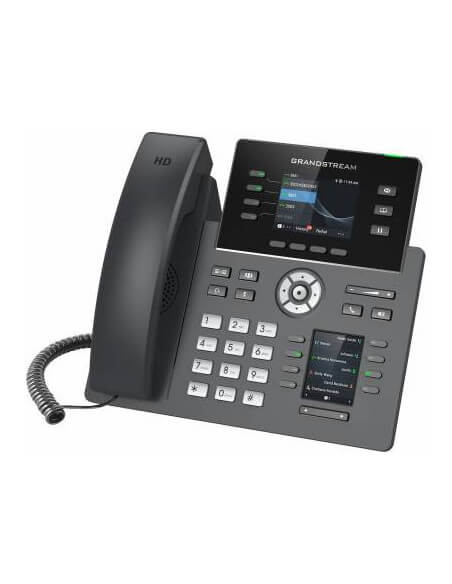 Grandstream 4-Line Wi-Fi Desk Phone with PoE, showcasing a sleek design suitable for office use.