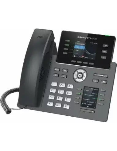 Grandstream 4-Line Wi-Fi Desk Phone with POE, featuring a sleek design suitable for office use.