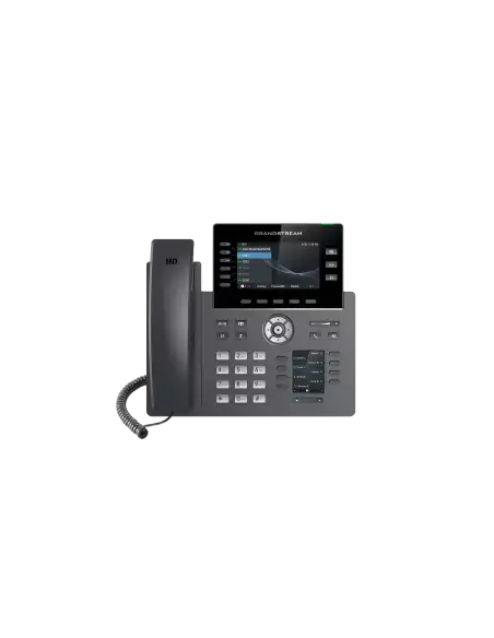 Grandstream 6-Line Desk Phone with Power over Ethernet, featuring a sleek design suitable for office use.