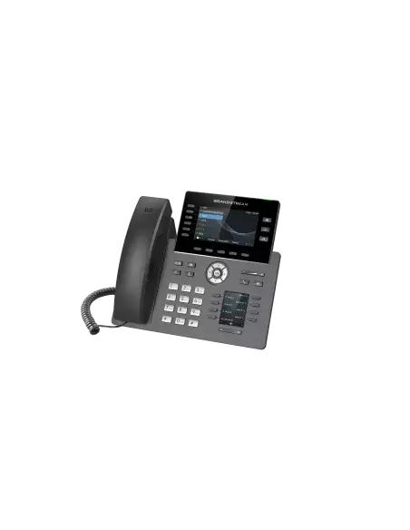 Grandstream 6-Line Desk Phone with Power over Ethernet, showcasing its sleek design and multiple line capabilities.
