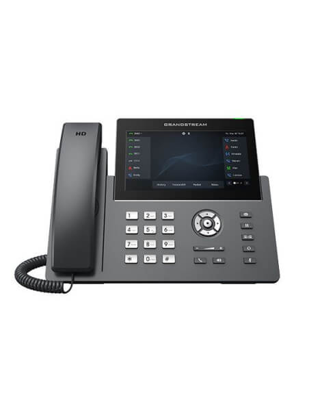 Grandstream 12-Line Wi-Fi Desk Phone with multiple line buttons and a sleek design.