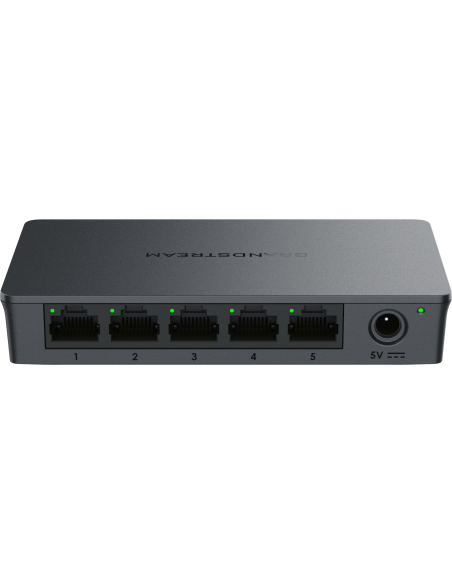 Grandstream GWN7700 5-Port Unmanaged GbE Switch displayed on a white background.