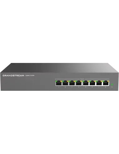 Grandstream GWN7701PA 8-Port Unmanaged GbE PoE Switch with 145W power capacity, suitable for powering multiple devices.