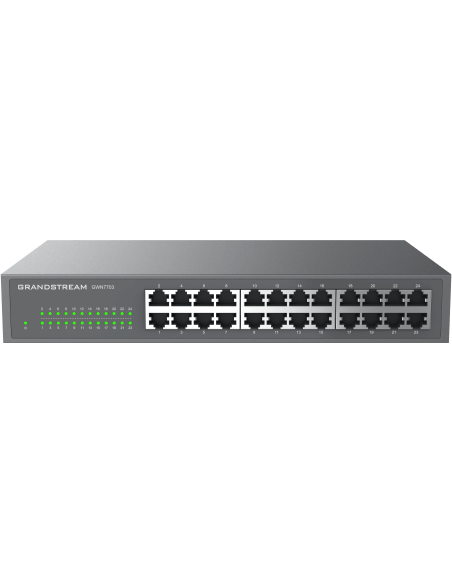Image of the Grandstream GWN7703 24-Port Unmanaged GbE Switch, showcasing its design and features.