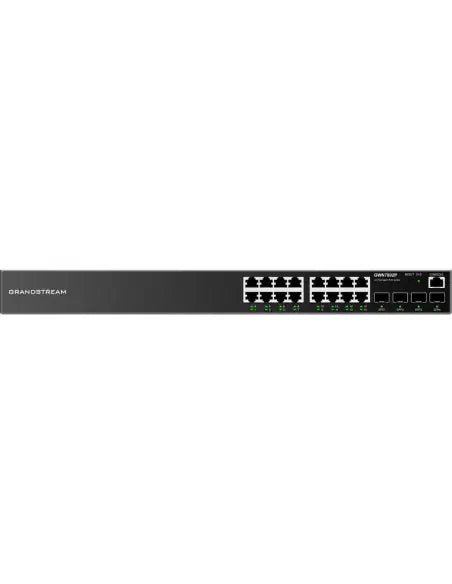 Grandstream GWN7802P 16-Port Managed PoE+ Switch with 240W power capacity, featuring multiple Ethernet ports for network management.